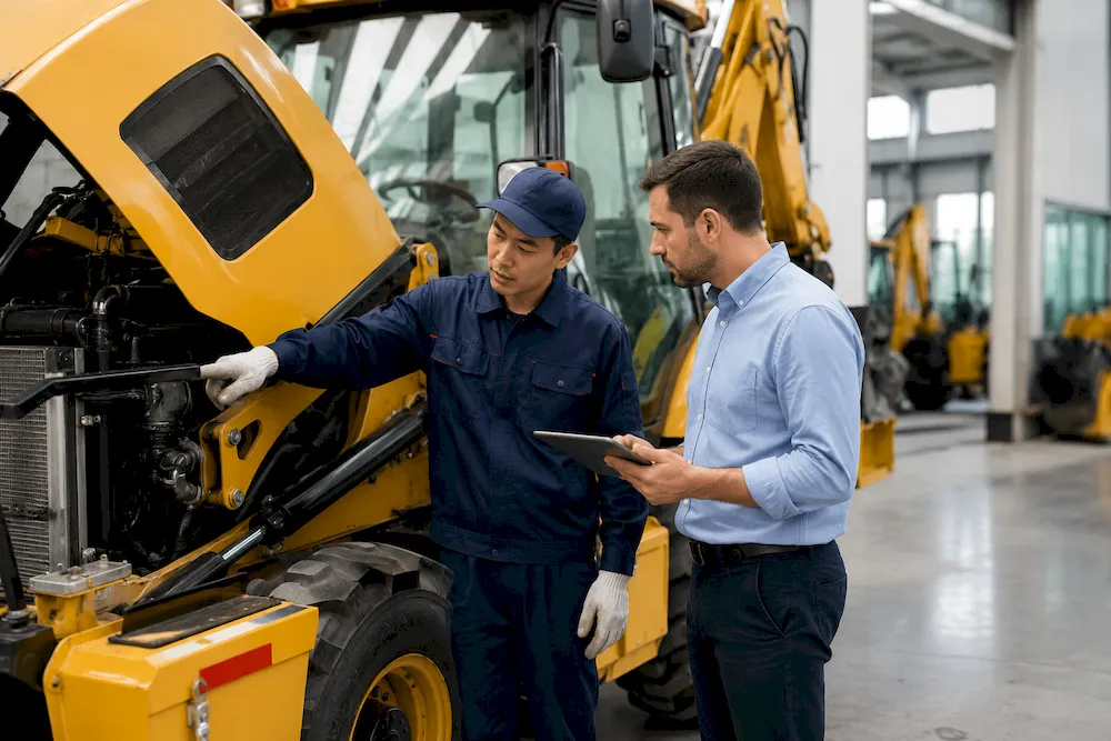 Machine being inspected before shipment